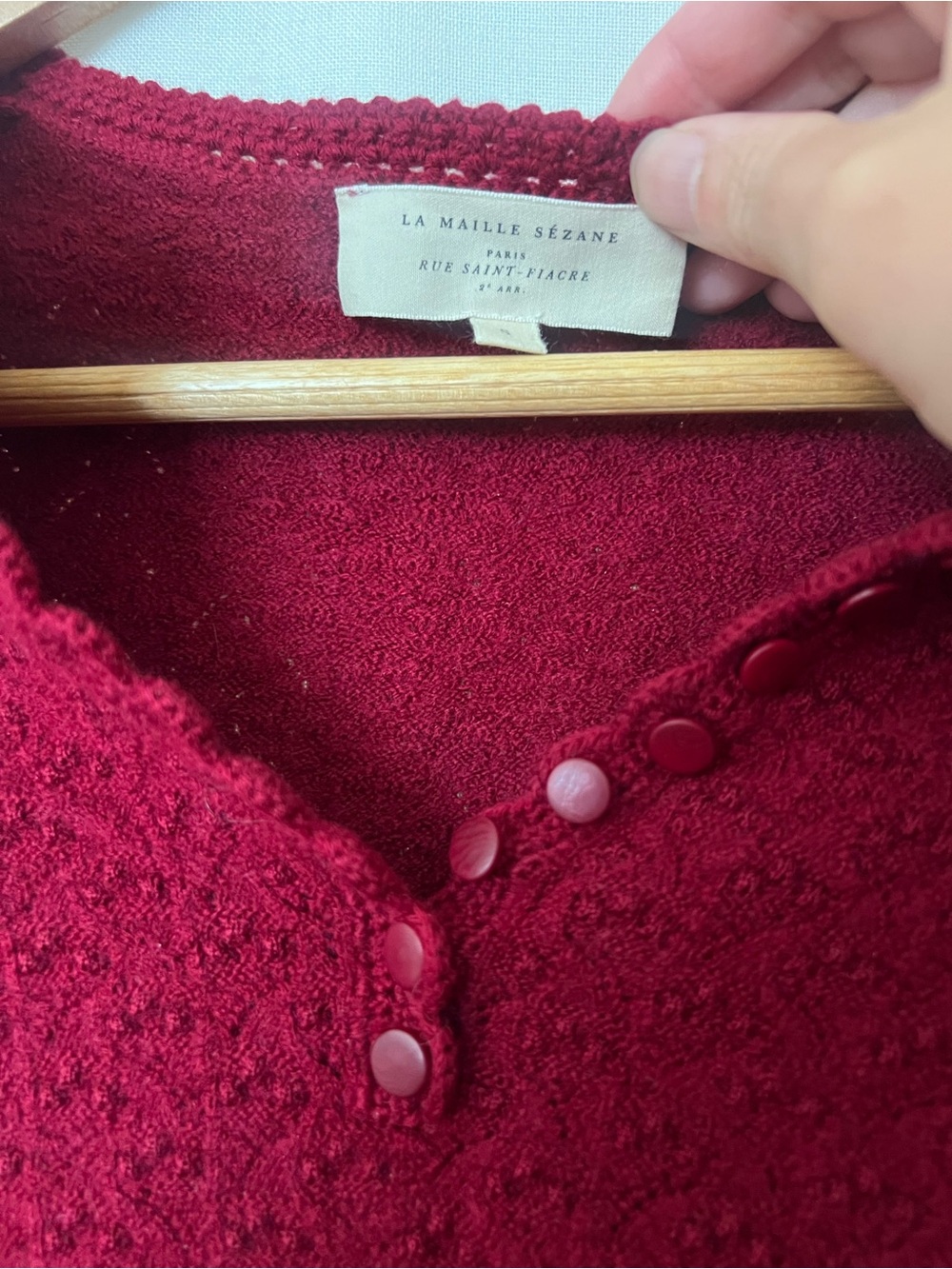 Sezane Alexa Jumper Merino Wool Cropped Fit XXS XS Burgundy - Picture 6 of 6